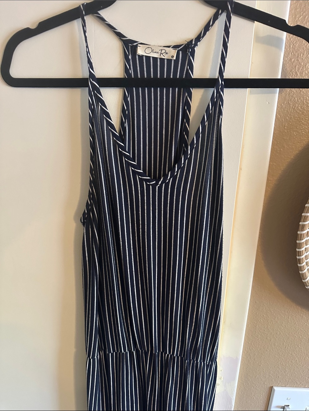 Olivia Rae Navy and White Striped Maxi Dress
